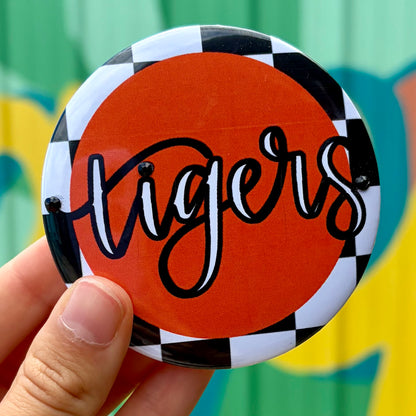 Tigers Checkered Button
