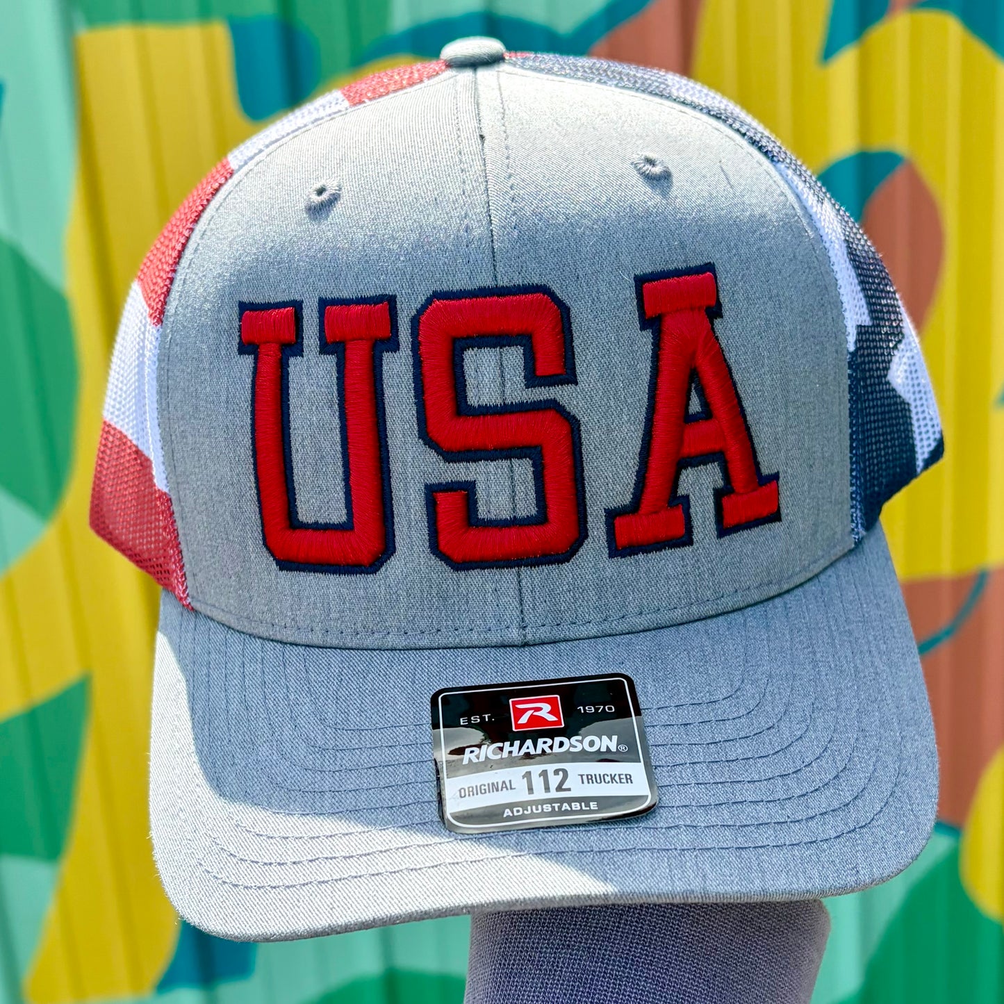 USA Embroidered Trucker Hat- Flag Detail