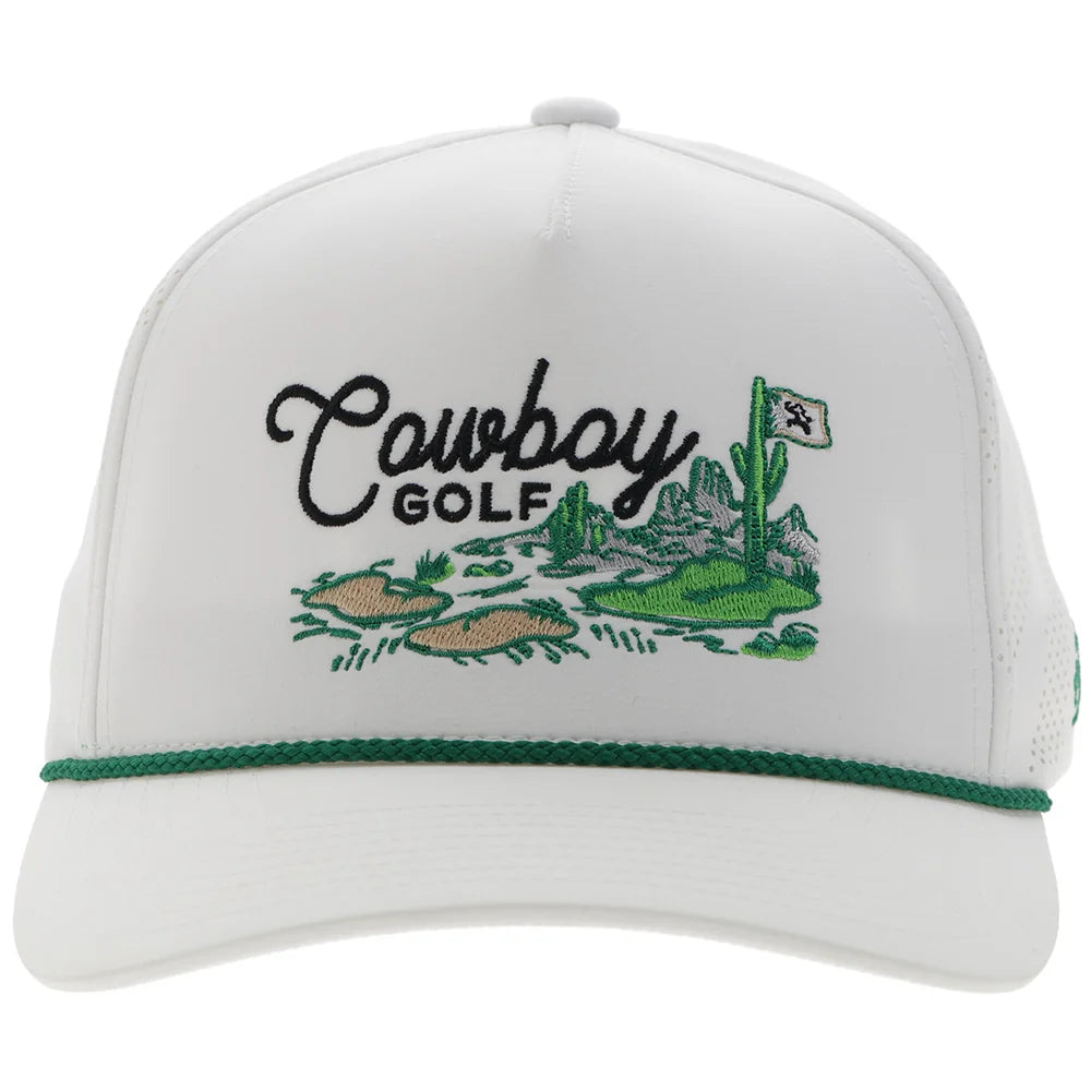 Hooey Hills Hat White W/ Golf Course Landscape