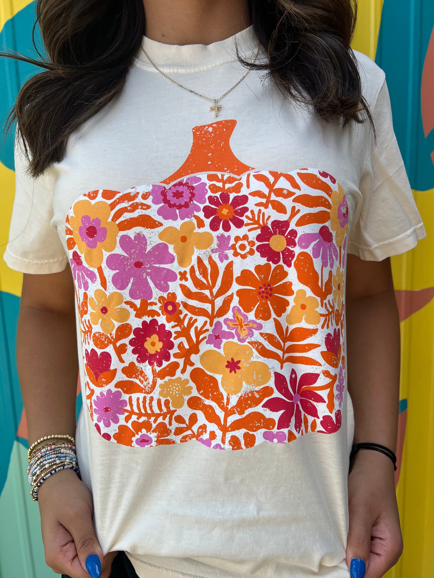 Pumpkin Floral Comfort Colors Tee