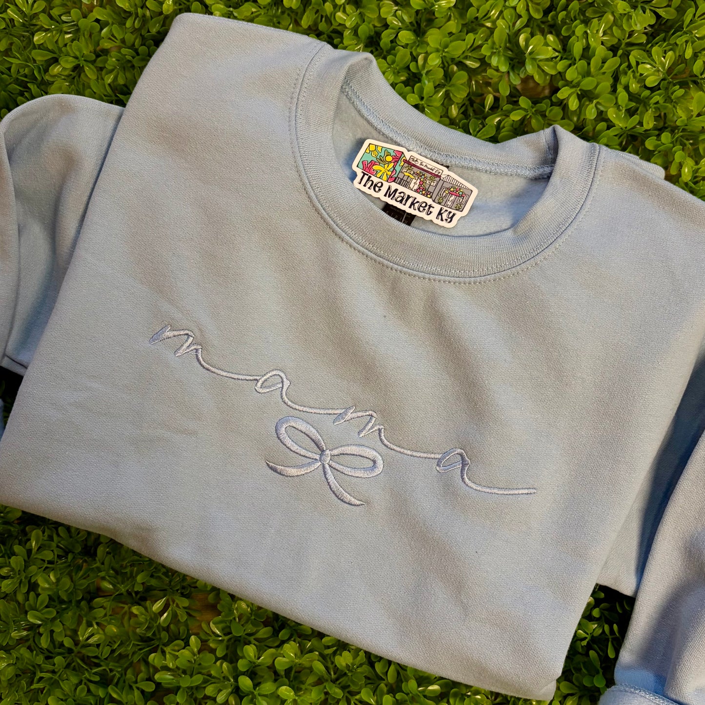 Embroidered Mama Sweatshirt - Light Blue