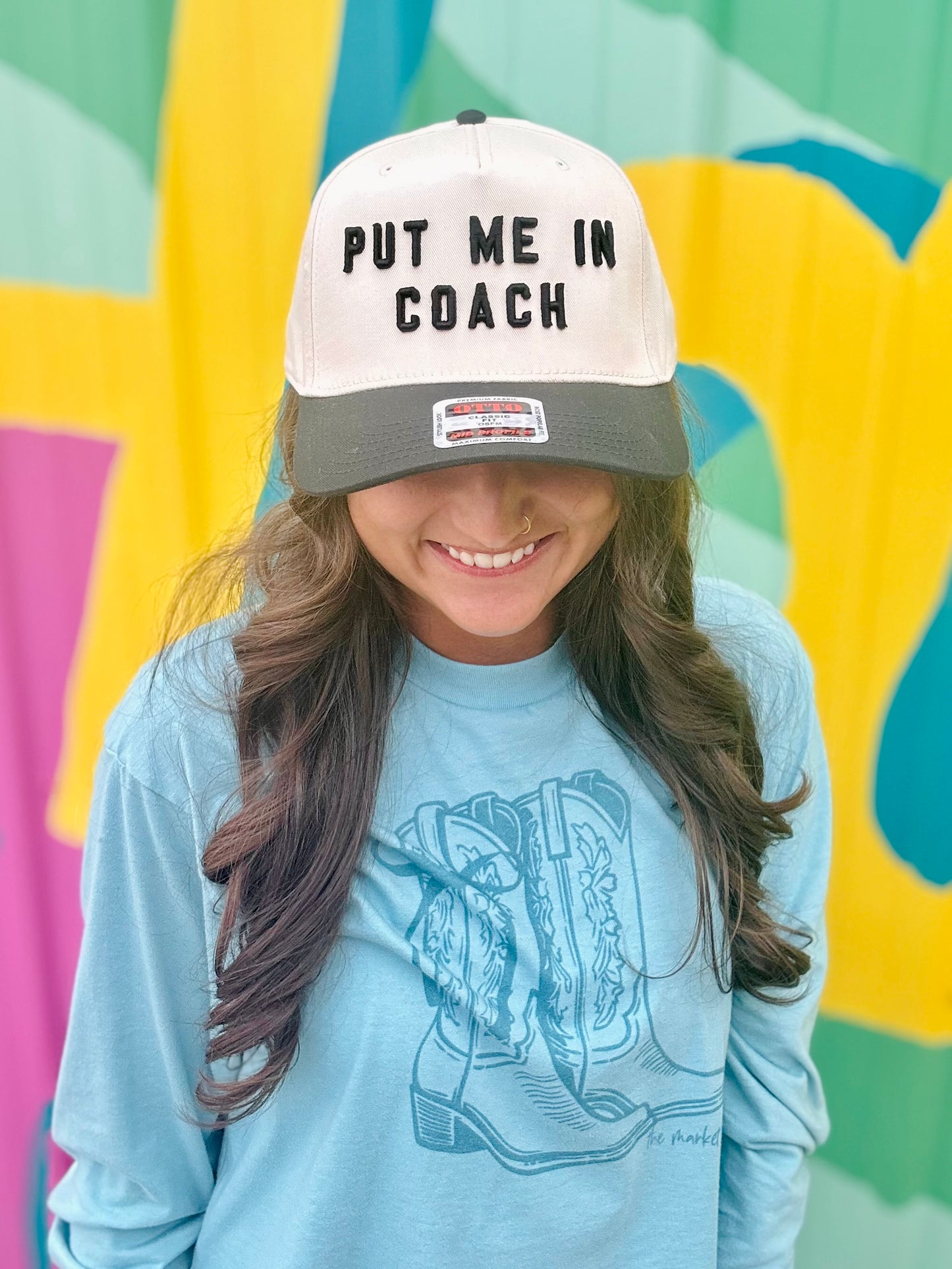 Put Me In Coach Two-Toned Vintage Hat: Black and Tan