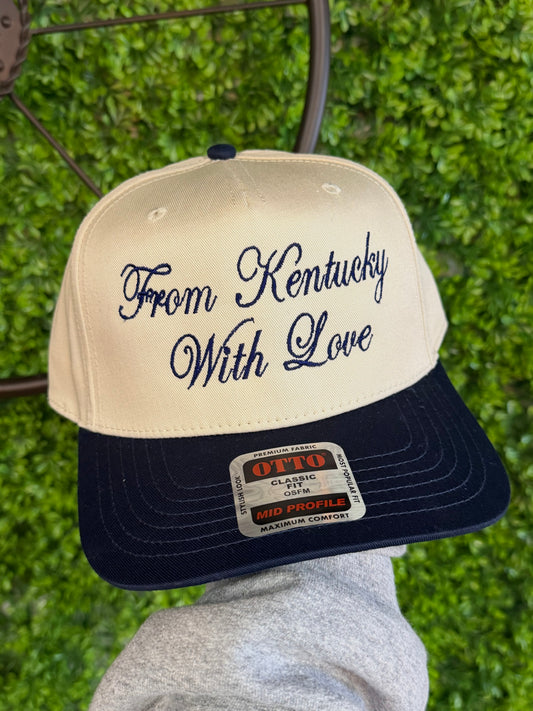 From Kentucky With Love Embroidered Hat: Navy & Tan