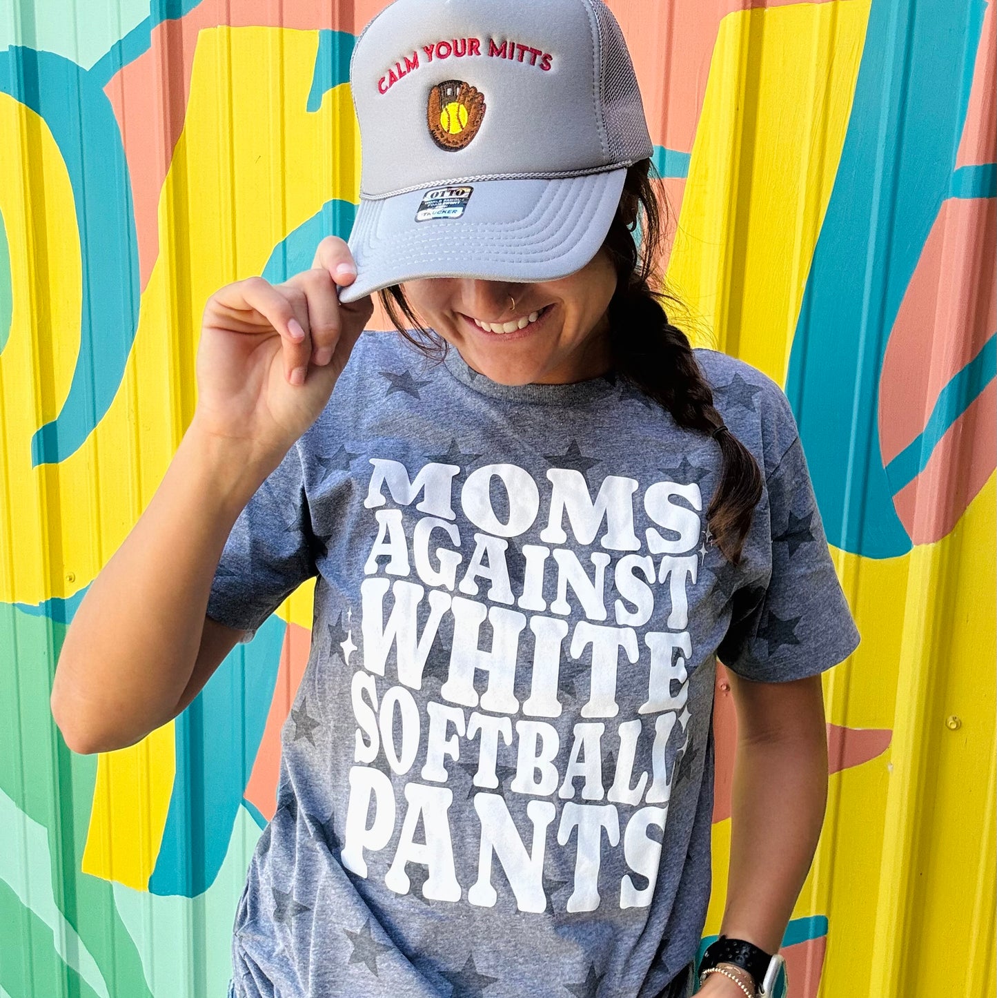 Moms Against White Softball Pants Tee