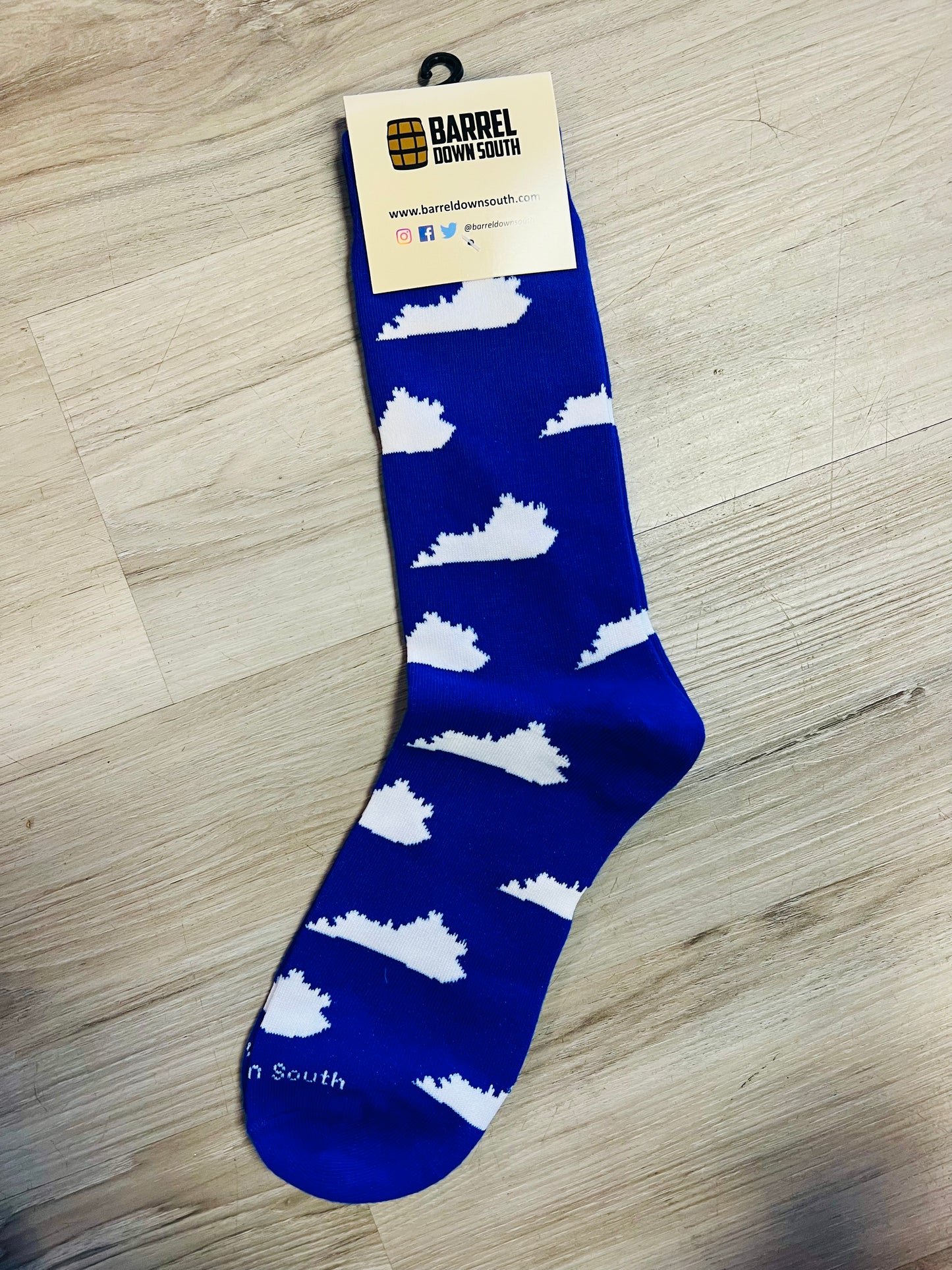Blue/White Kentucky Shape Socks