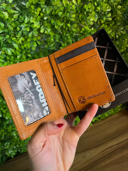 Hooey “Tarlo” Hands Up Basket Weave Bifold Money Clip Wallet