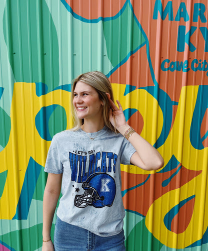 Let’s Go Wildcats Football Acid Wash Comfort Colors Tee