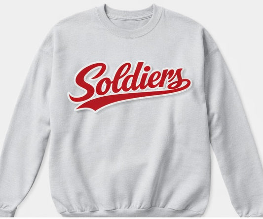 Soldiers Varsity Script Tee or Sweatshirt - Ash Grey/Red