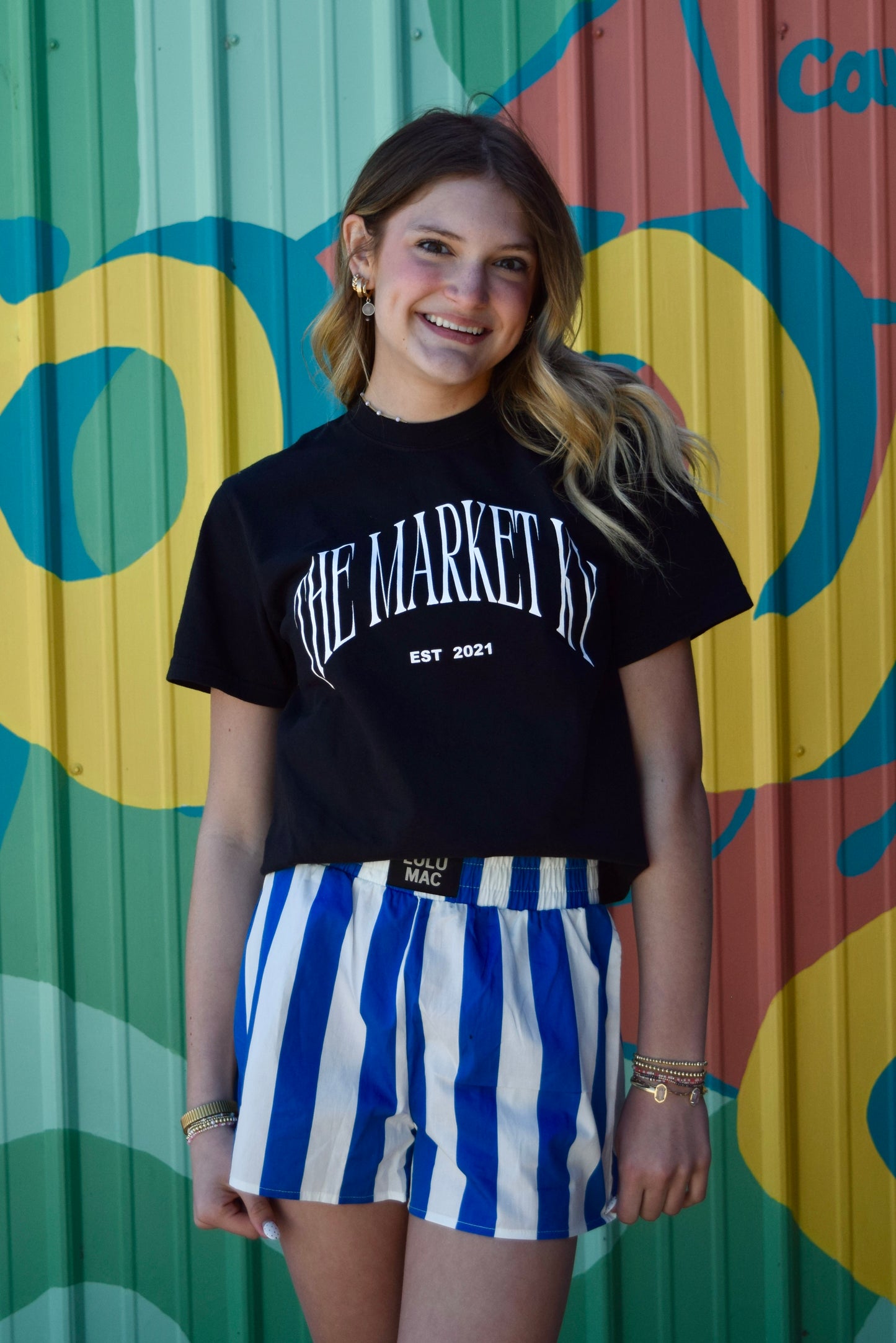 Lulu Mac Stripe Shorts - Royal Blue & White