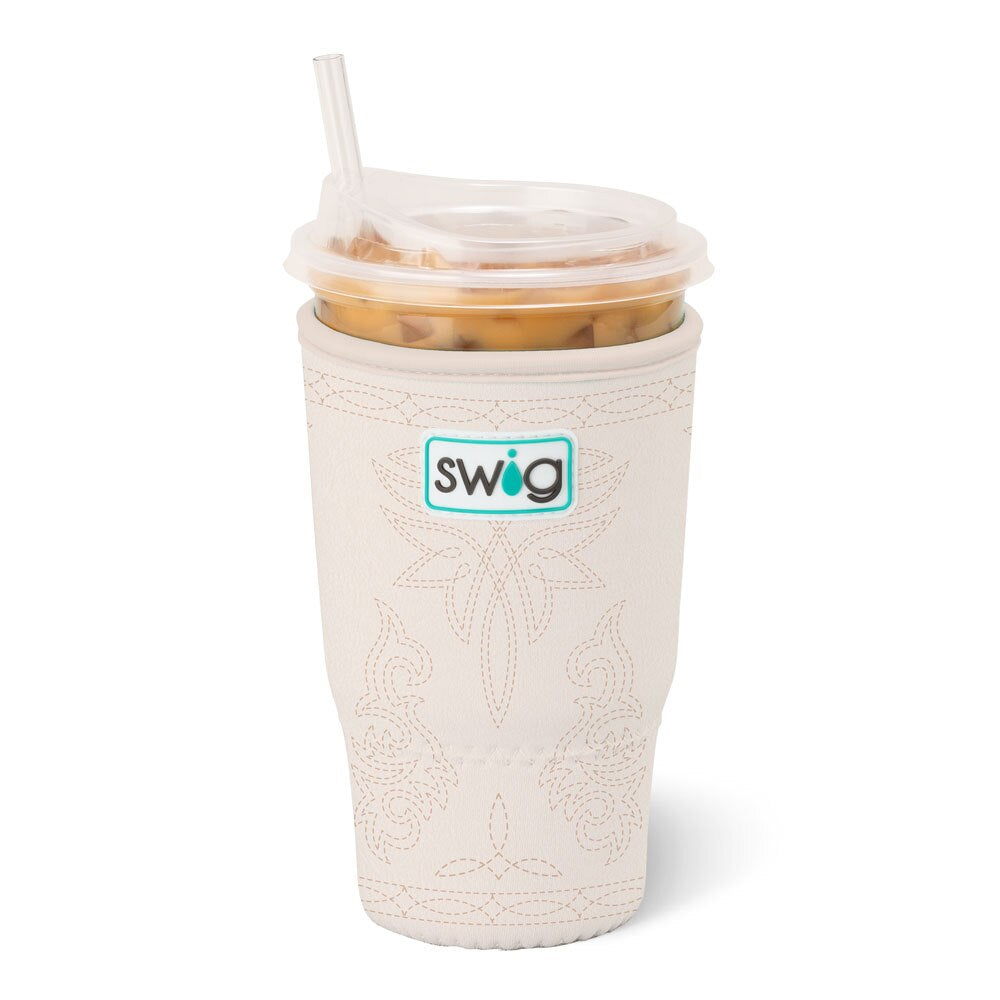 Saddle Stitch Cream Swig Iced Cup Coolie (Large)