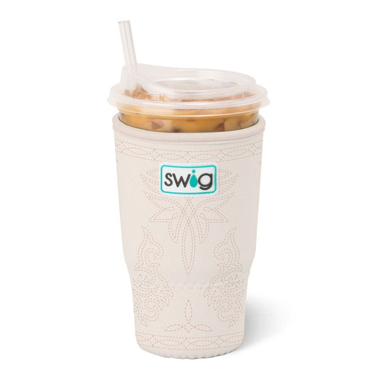 Saddle Stitch Cream Swig Iced Cup Coolie (Large)