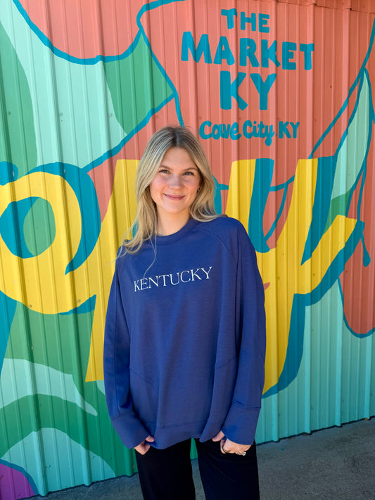 Kentucky Embroidered Scuba Side Slit Sweatshirt