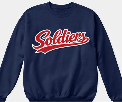 Soldiers Varsity Script Tee or Sweatshirt - Navy/Red