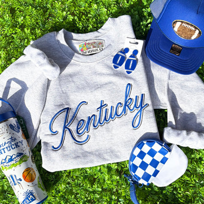 Embroidered Vintage Kentucky Script Sweatshirt Crewneck - Grey