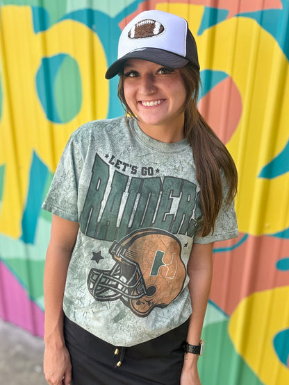 Let’s Go Raiders Football Acid Wash Comfort Color Tee