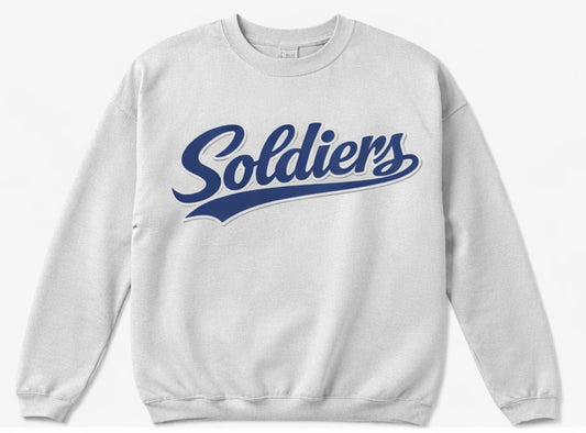 Soldiers Varsity Script Tee or Sweatshirt - Ash Grey/Navy