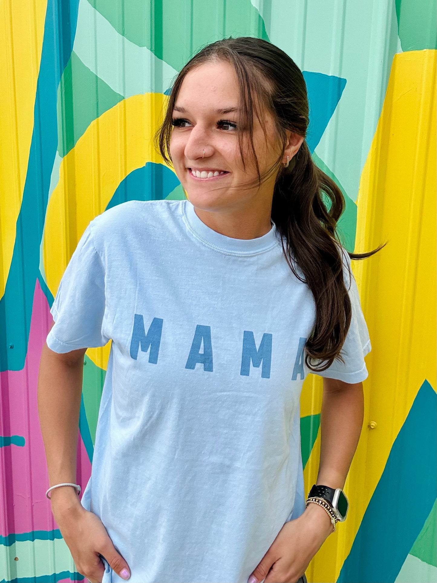 MAMA Blue Monotone Comfort Colors Tee
