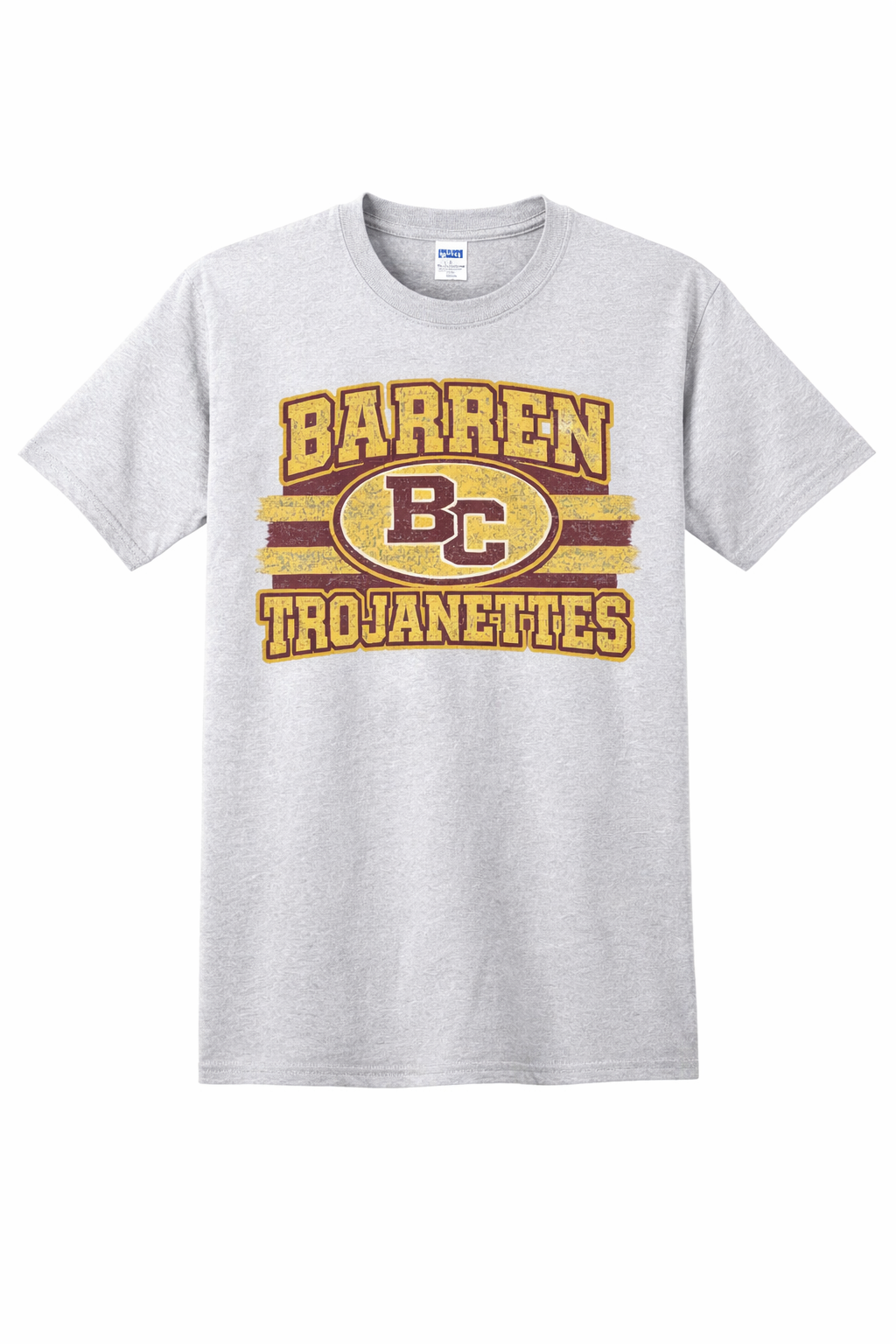 Barren Trojanettes Vintage Varsity Stripe Tee - Sport Grey