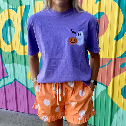 Spooky Trio Embroidered Comfort Colors Tee: Purple