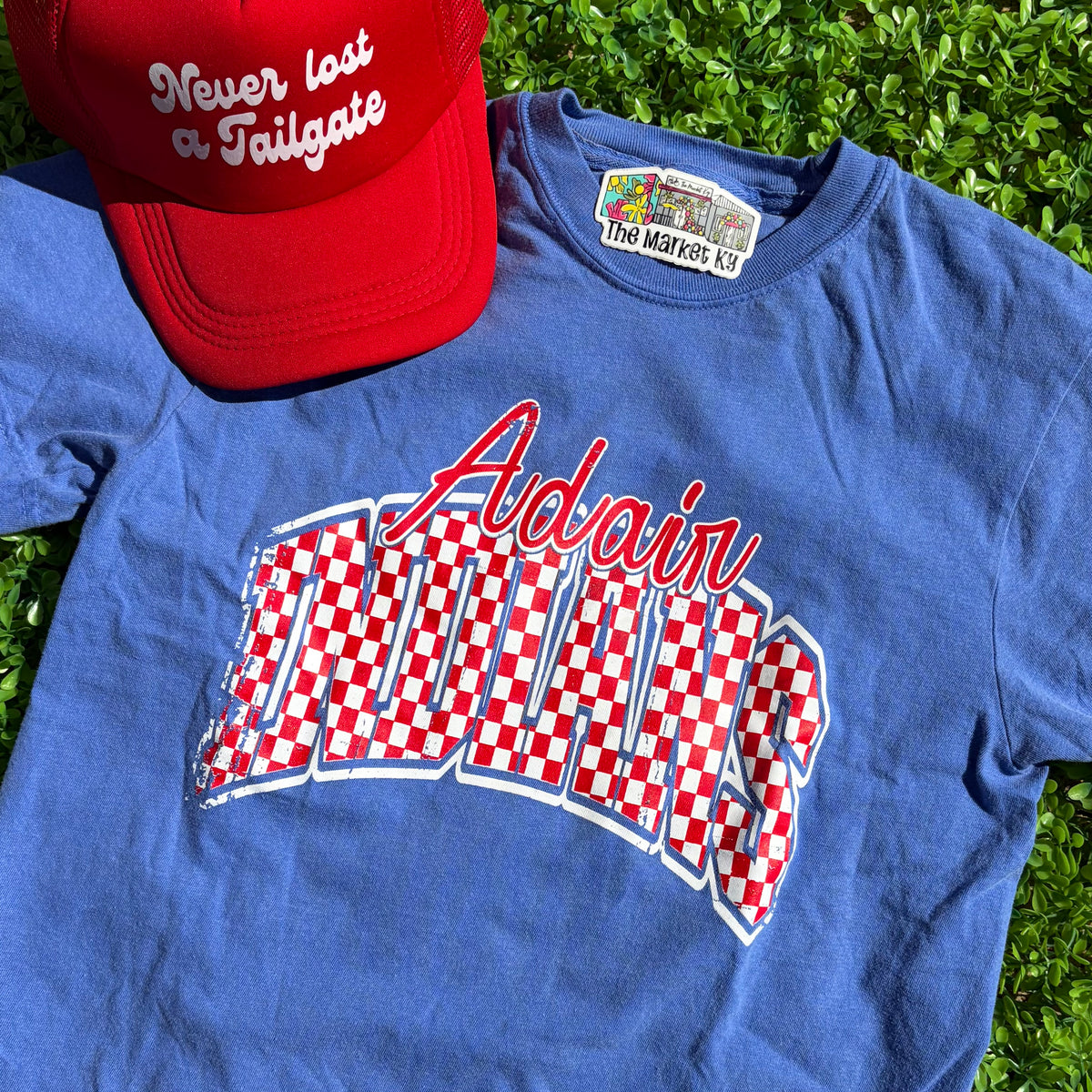 Checkered Adair Indians Comfort Colors Tee