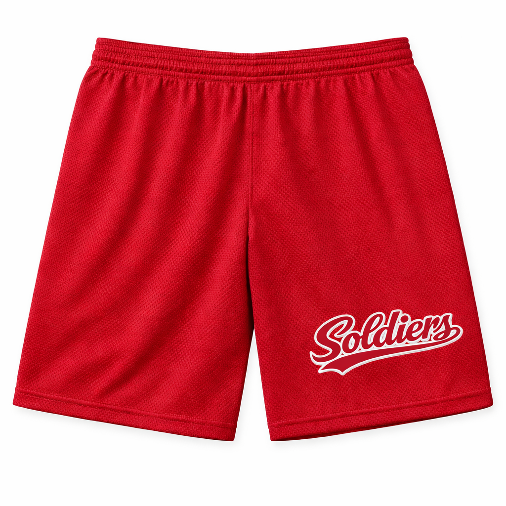 Soldiers Varsity Script Mesh Shorts - Red/White