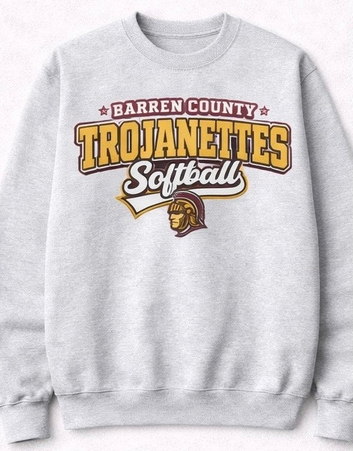 BC Trojanettes Softball Classic Varsity Sweatshirt - Ash Grey