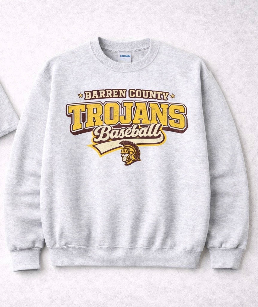 BC Trojans Baseball Classic Varsity Sweatshirt - Ash Grey