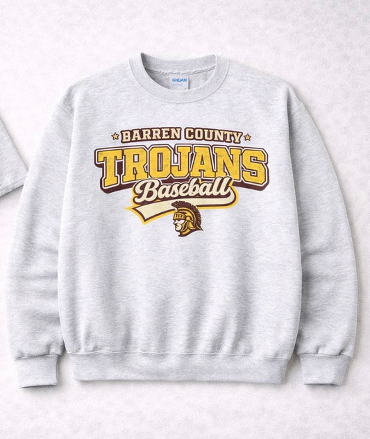 BC Trojans Baseball Classic Varsity Sweatshirt - Ash Grey