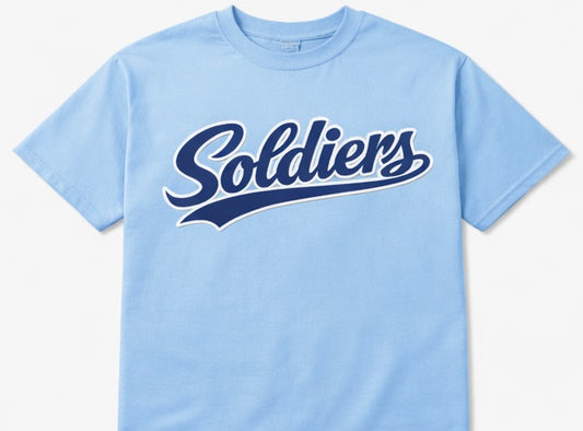 Soldiers Varsity Script Tee - Carolina Blue/Navy