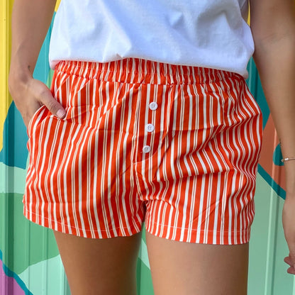 Comfy Striped Boxer Shorts: Orange