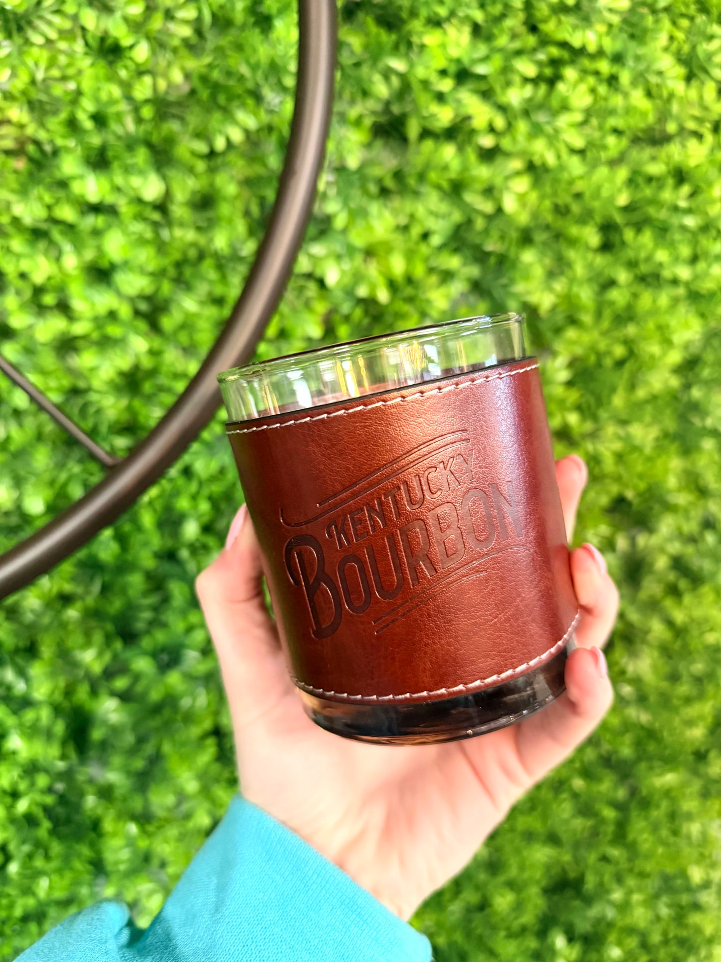Kentucky Bourbon Leather Wrapped Rocks Glass