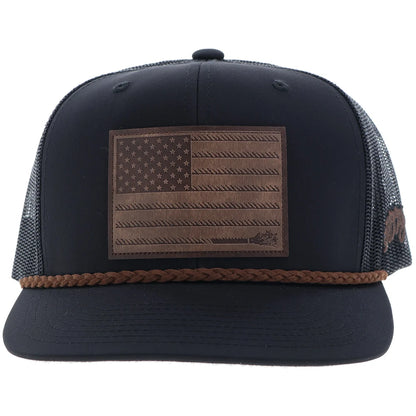 Hooey Liberty Roper Men’s Trucker Hat - Black w/ Leather Patch