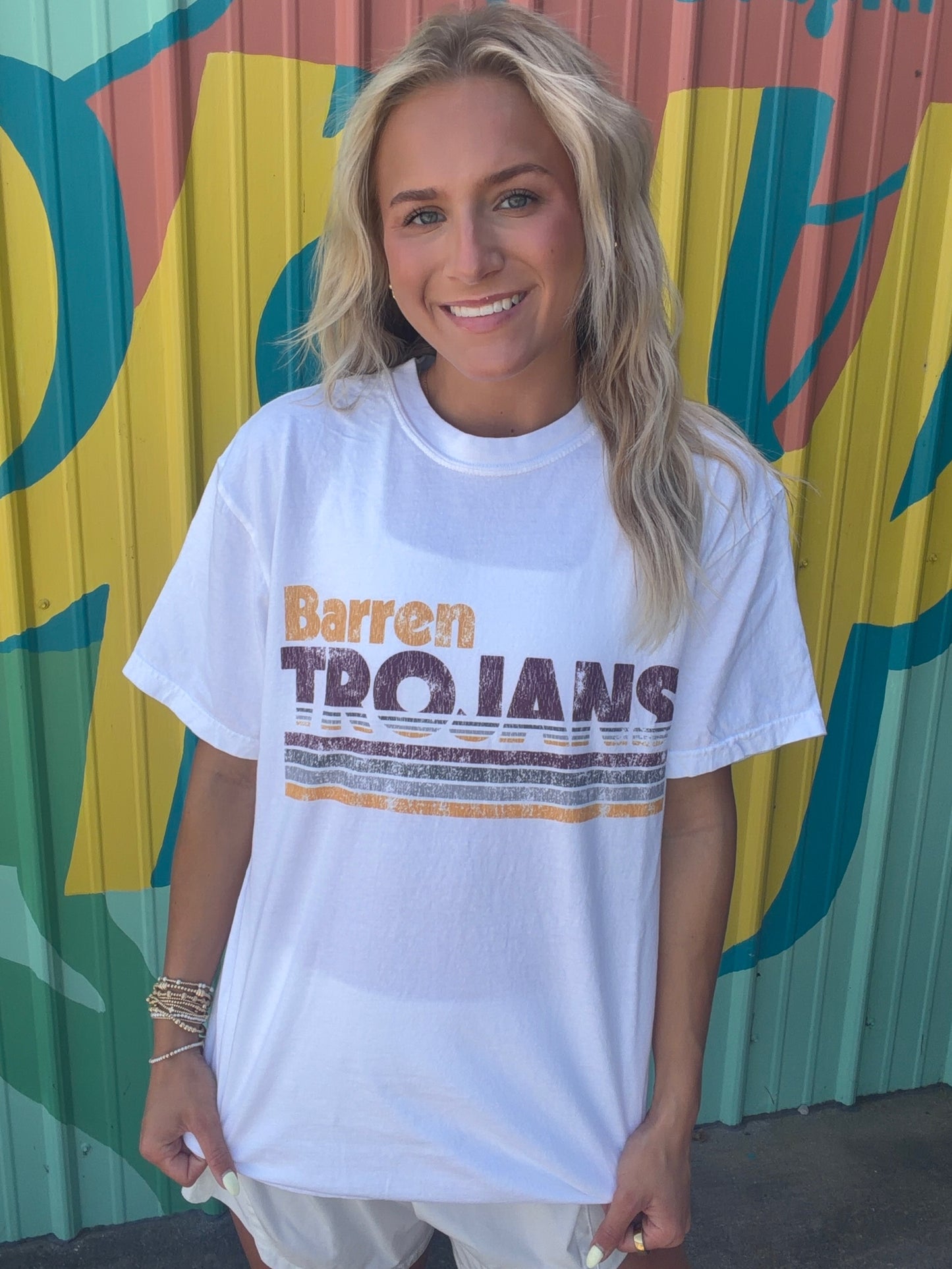 Retro Barren Trojans Comfort Colors Tee - White (Youth & Adult)
