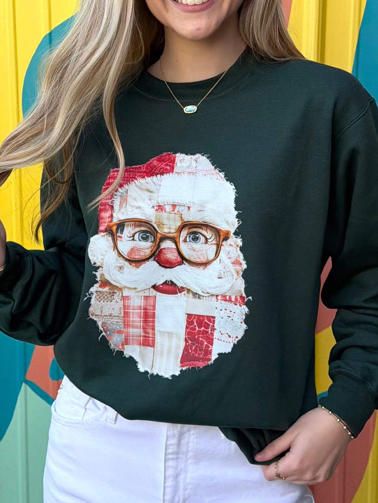 Patchwork Santa Crewneck
