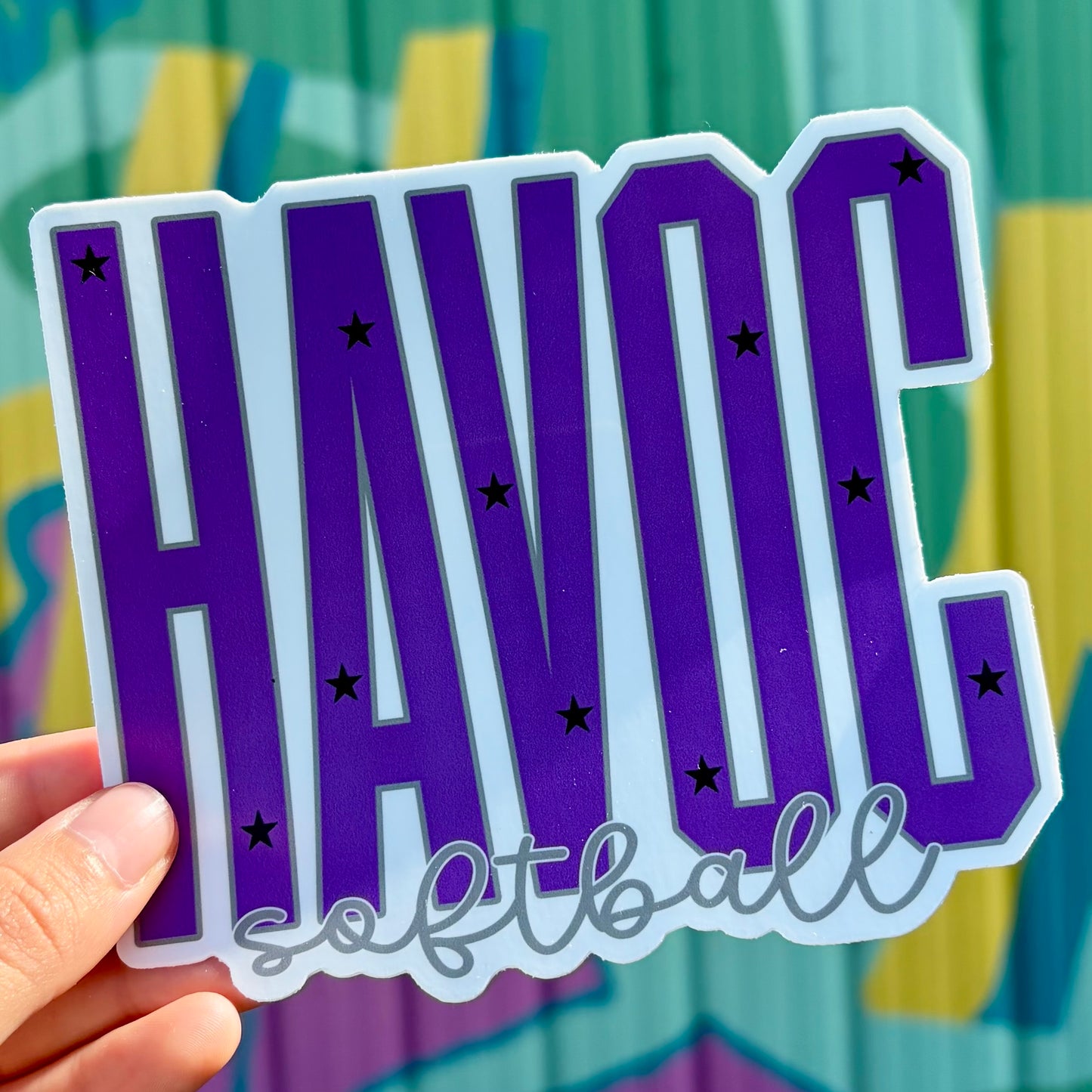 Havoc Softball Stars & Script Window Decal Sticker