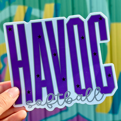 Havoc Softball Stars & Script Window Decal Sticker