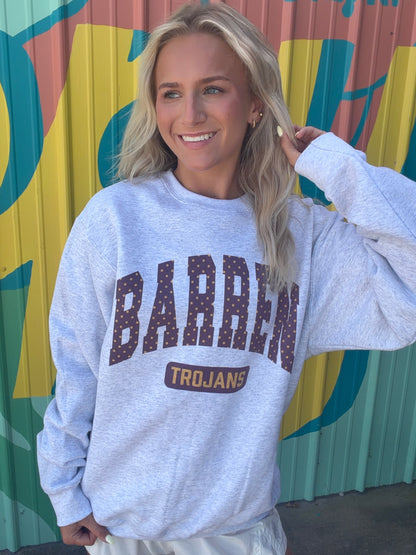 Barren Trojans Polka Dot Sweatshirt Crewneck - Gray (Youth & Adult)