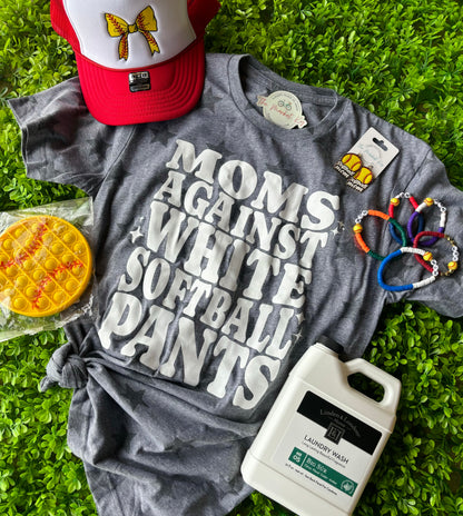 Moms Against White Softball Pants Tee