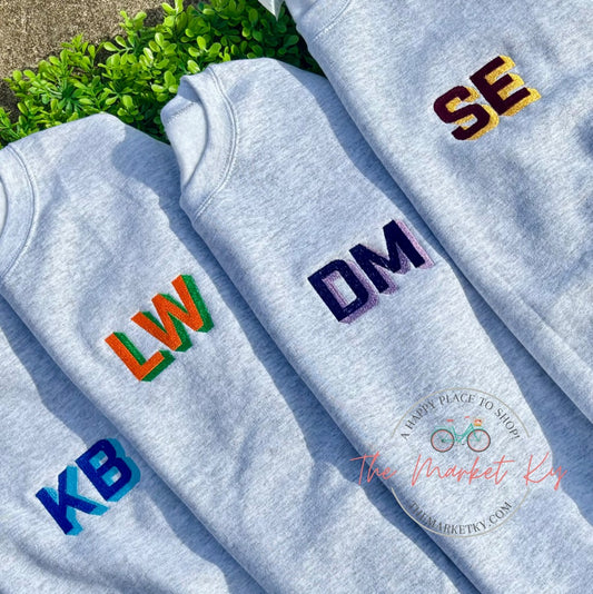 Embroidered School Color Initial Sweatshirts (Youth & Adult)