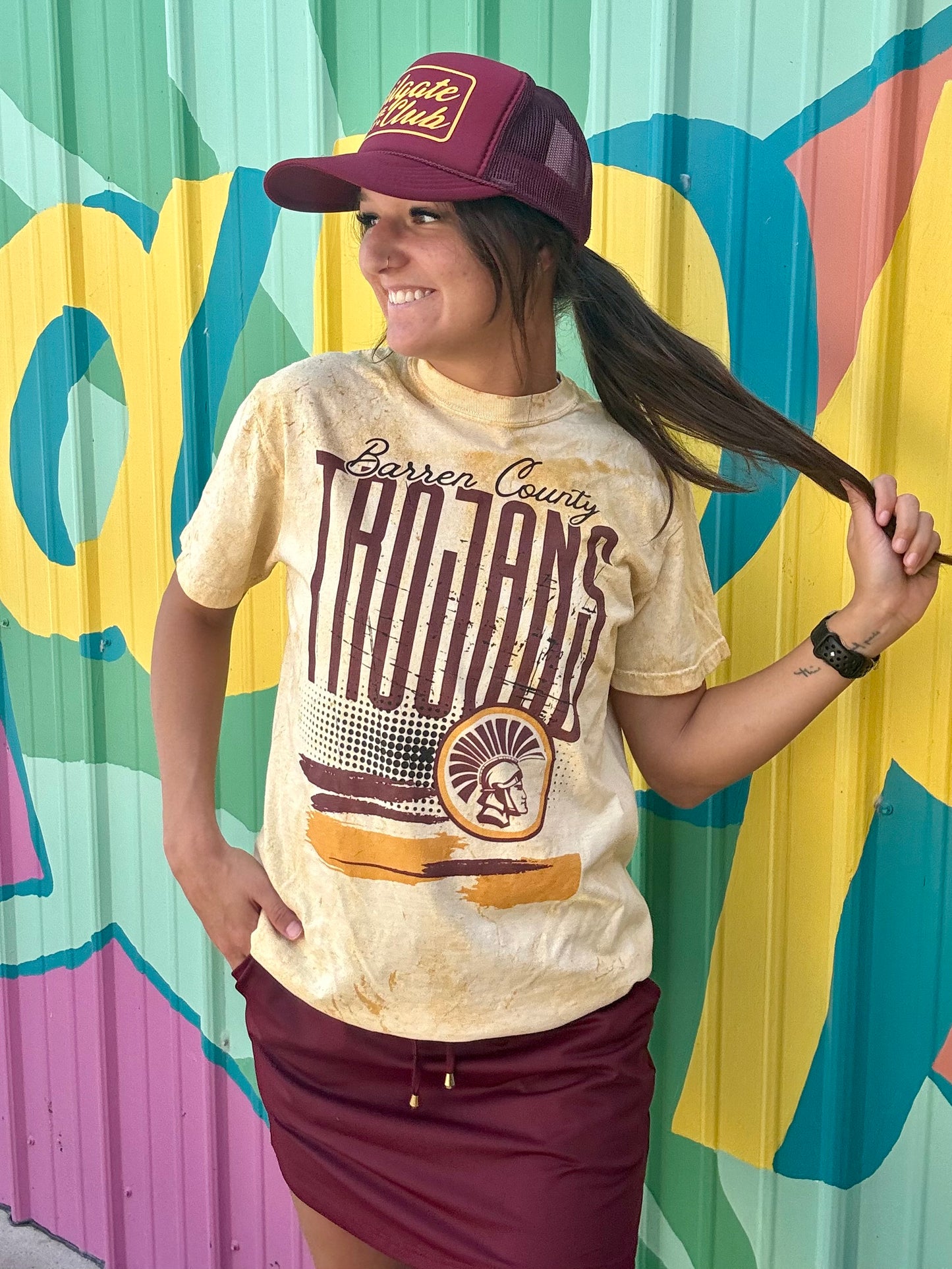 Barren County Trojans Acid Wash Comfort Colors Tee