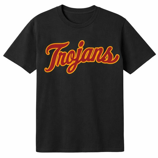 Trojans Retro Script Tee - Black