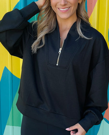 Black Half Zip With Gold Zipper