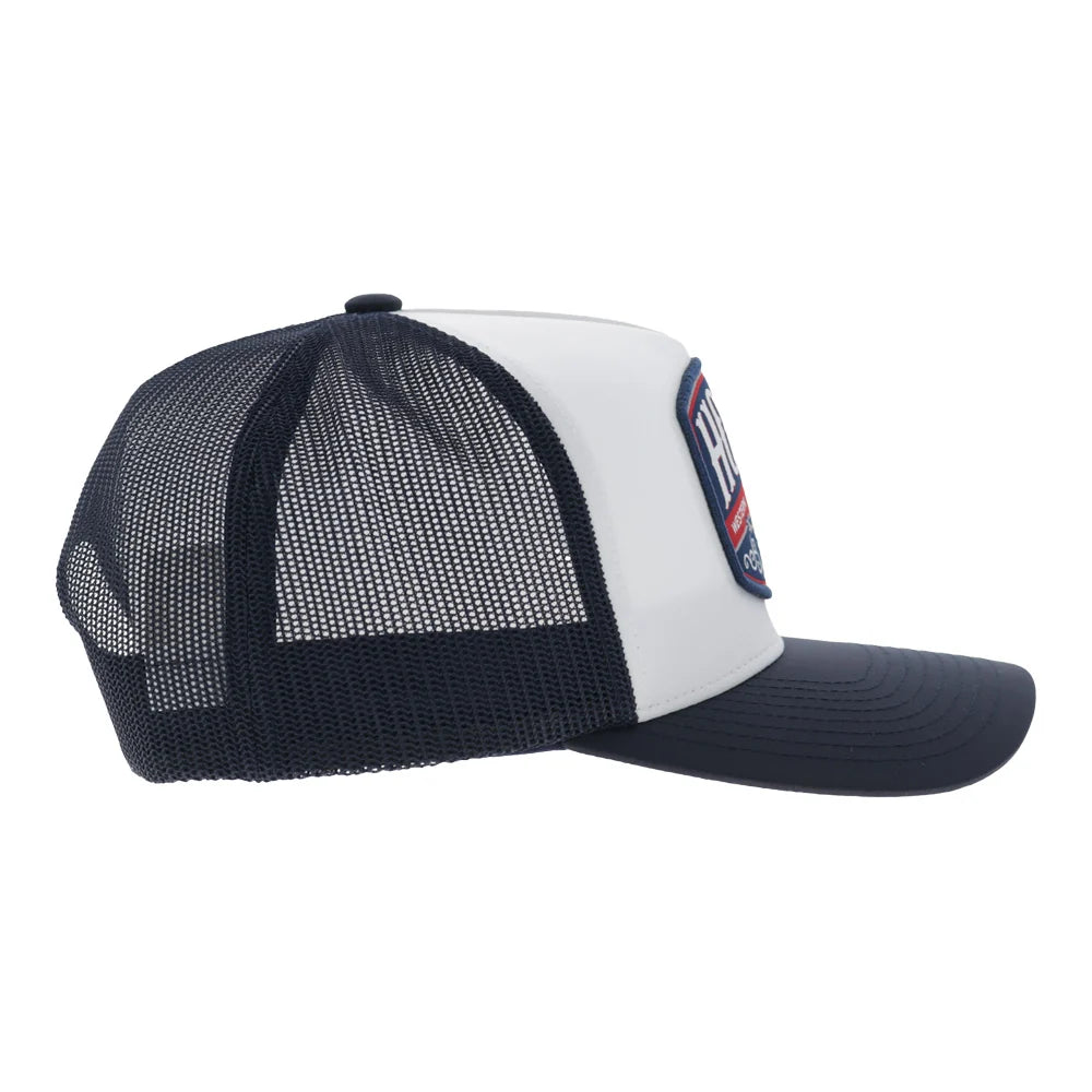 Hooey Men’s Salado Trucker Hat - White/Navy with Red/White/Navy Patch