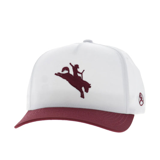 Hooey Whit Trucker Snapback Hat - White/Maroon