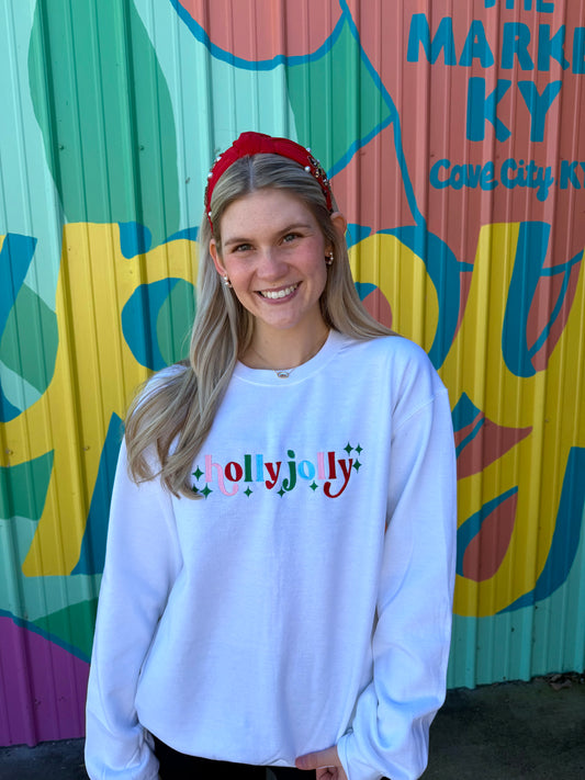 Holly Jolly Embroidered Sweatshirt