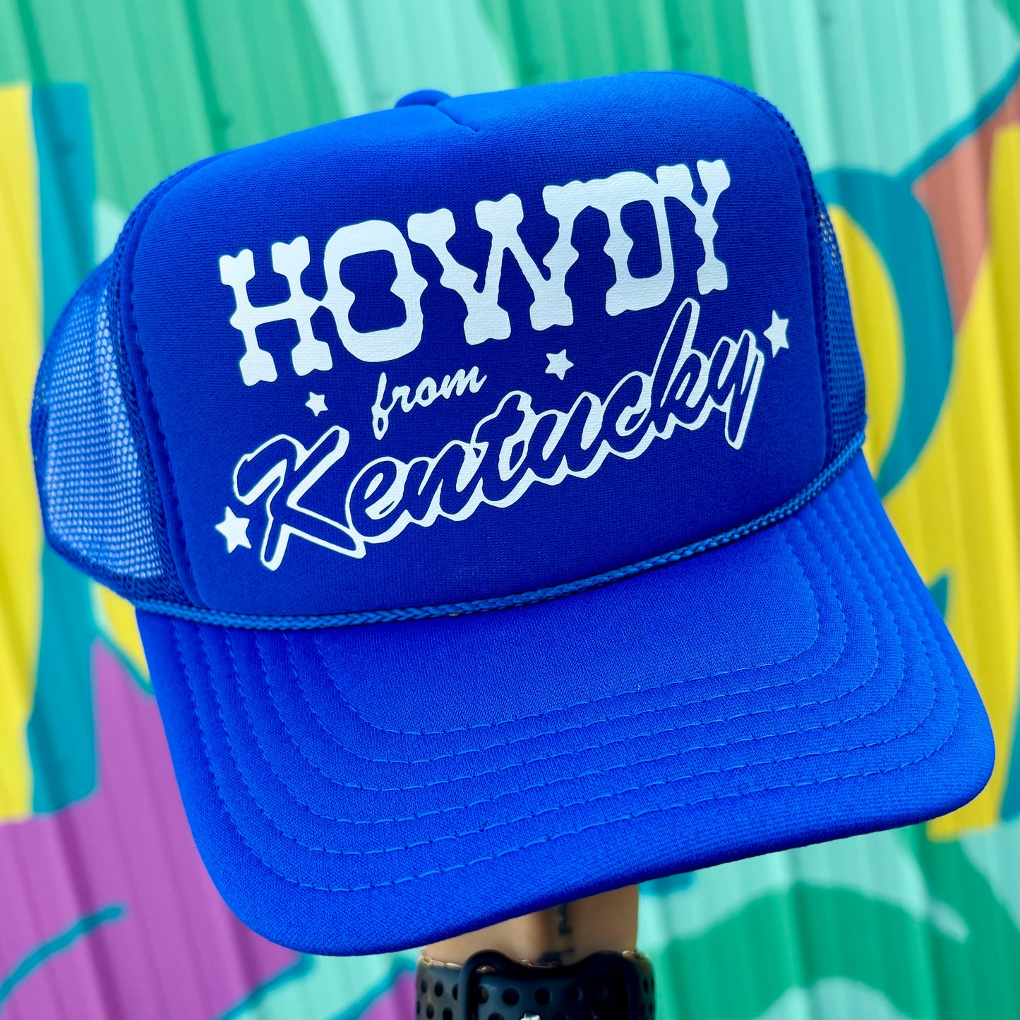 Howdy From Kentucky Trucker Hat- Royal/White