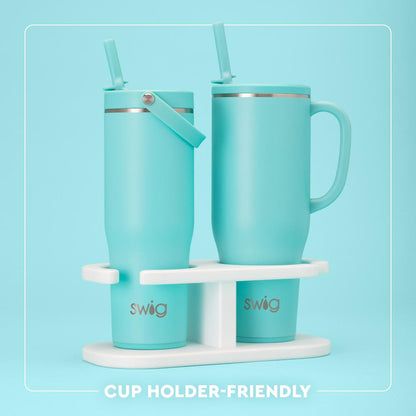 Saddle Stitch Cream Swig Leakproof To-Go Tumbler 30oz