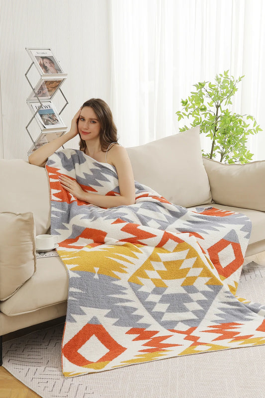 Multi-Colored Tribal Pattern Luxury Soft Throw Blanket
