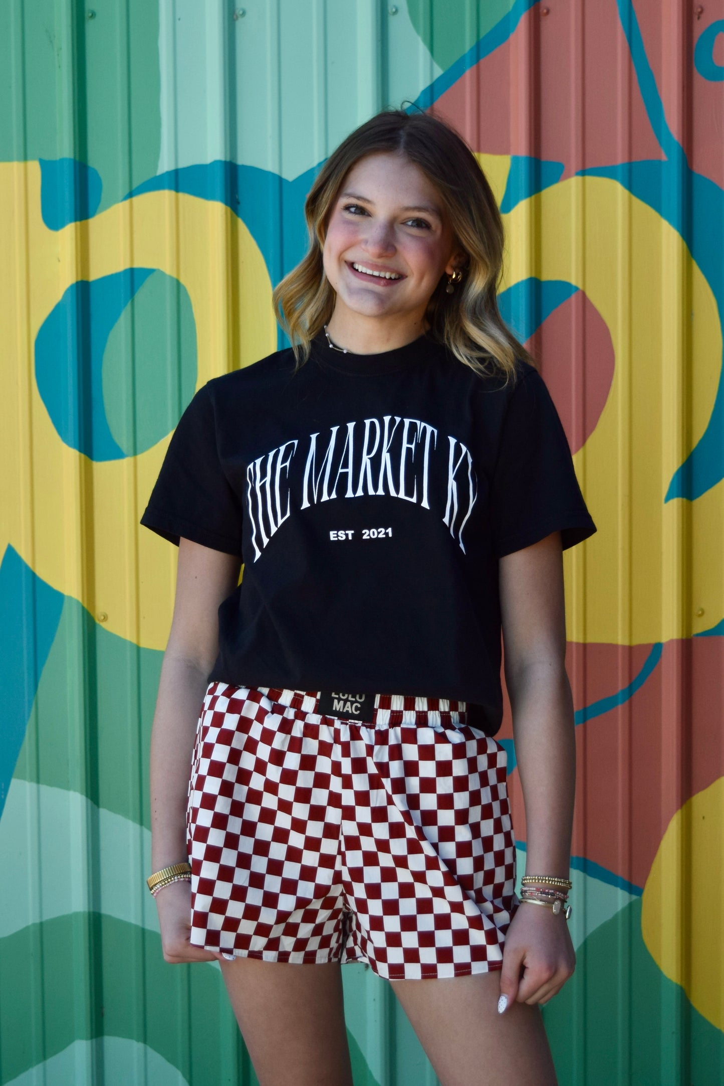 Lulu Mac Checker Boxer Shorts - Maroon & White