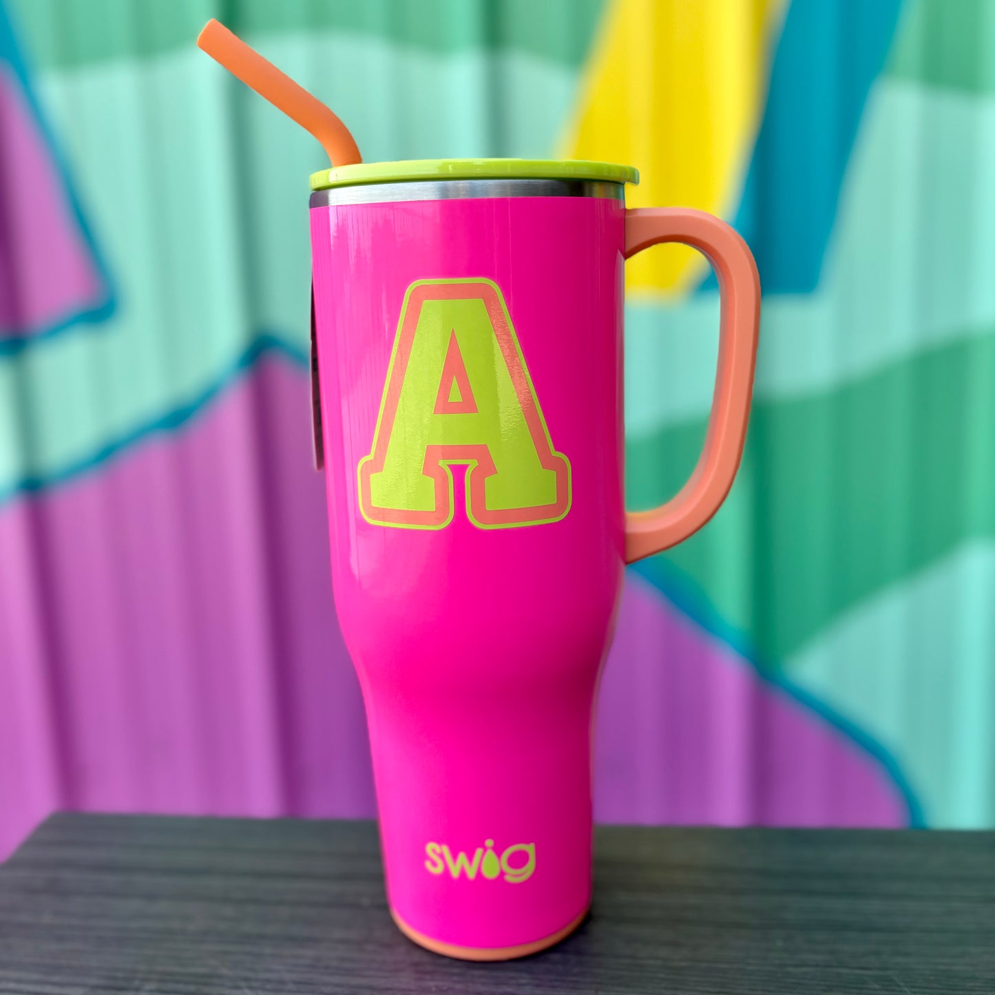 40oz Swig Initial Mega Mug Tutti Frutti